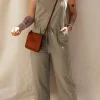 Discount Dear-Lover Drawstring Buttoned Straps Cropped Overall Sage Green
