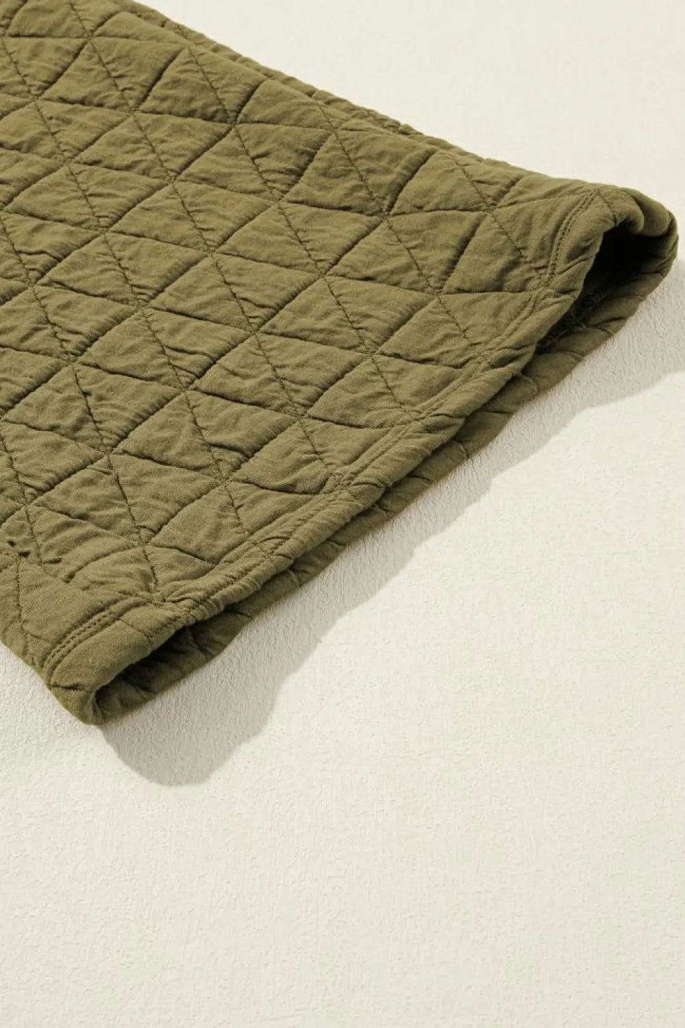 Sale Dear-Lover Solid Quilted Pullover and Pants Outfit Sage Green