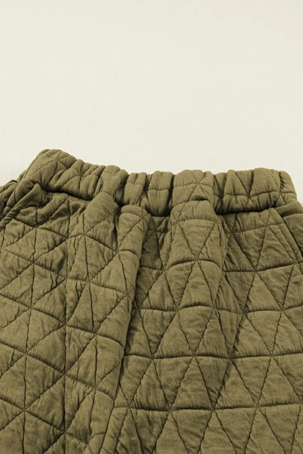 Sale Dear-Lover Solid Quilted Pullover and Pants Outfit Sage Green