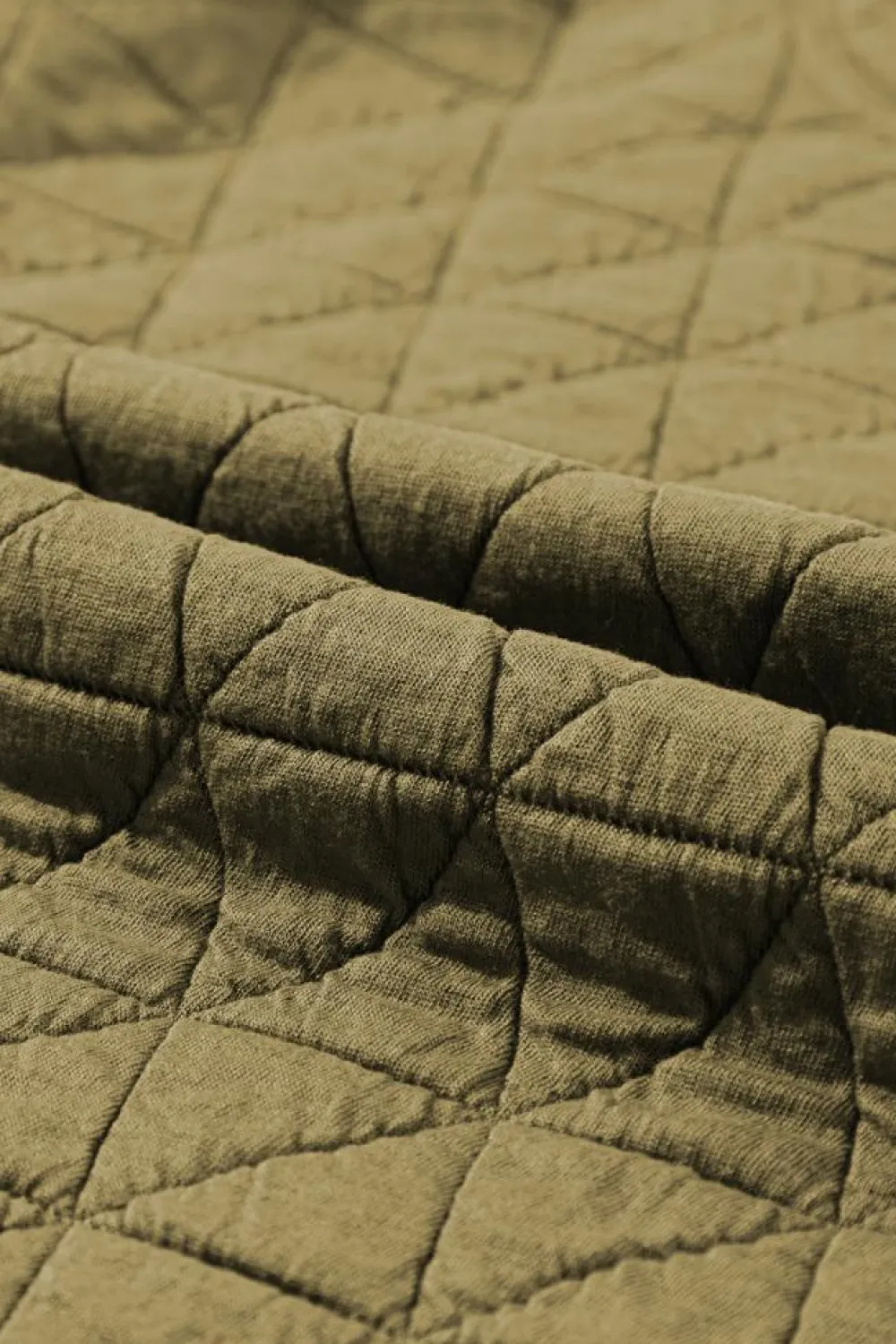 Sale Dear-Lover Solid Quilted Pullover and Pants Outfit Sage Green