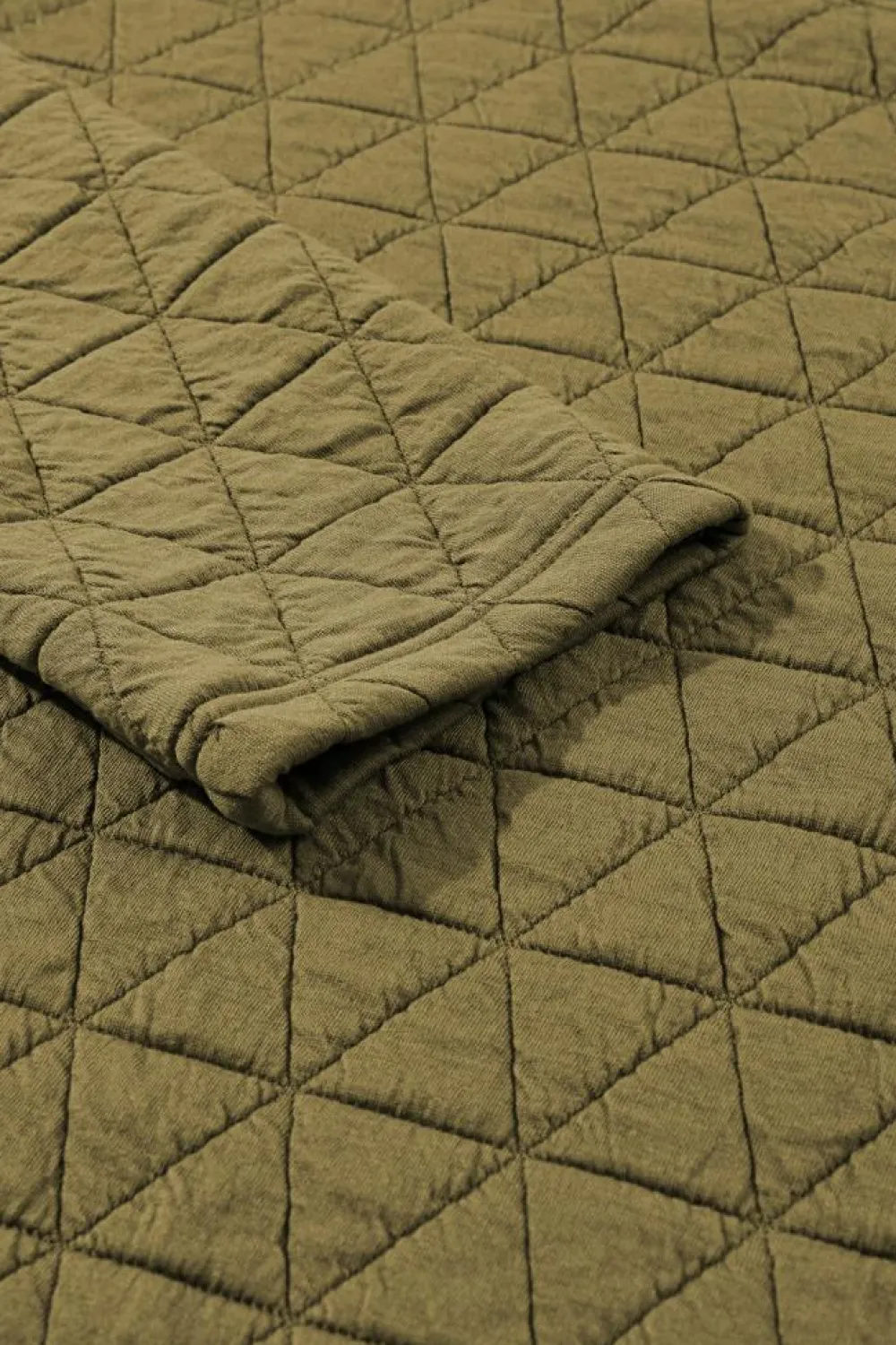 Sale Dear-Lover Solid Quilted Pullover and Pants Outfit Sage Green