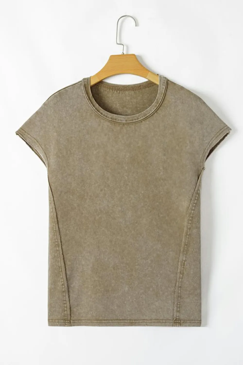 Sale Dear-Lover Vintage Washed Short Dolman Sleeve Oversized T Shirt Sage Green