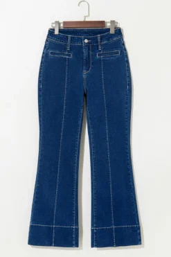 Fashion Dear-Lover Center Seam Deep Wash Straight Jeans Sail Blue