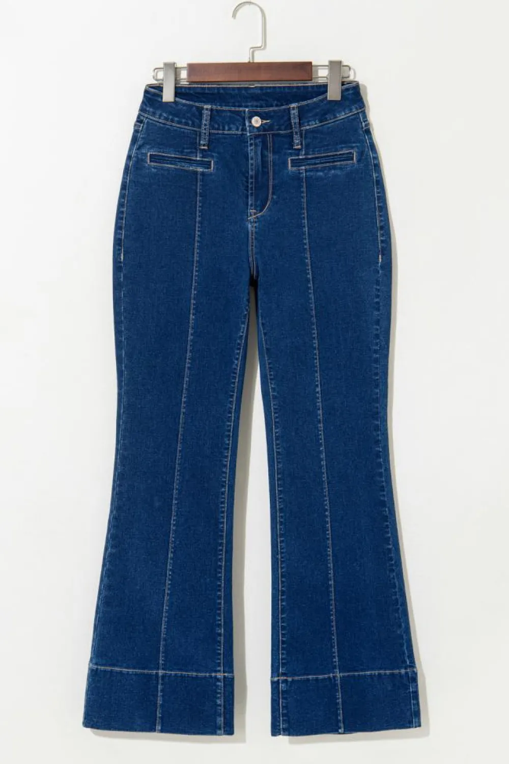 Fashion Dear-Lover Center Seam Deep Wash Straight Jeans Sail Blue