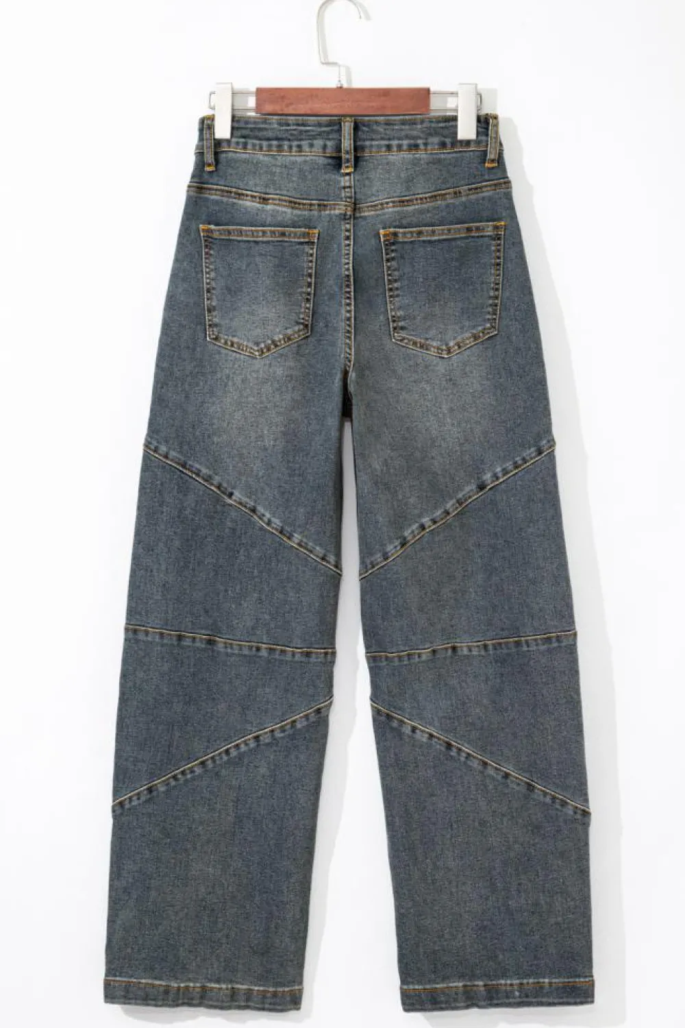 Sale Dear-Lover Exposed Stitching Loose Straight High Waist Jeans Sail Blue