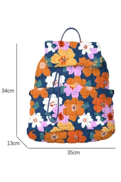 Online Dear-Lover Flower Print Quilted Large Backpack Sail Blue