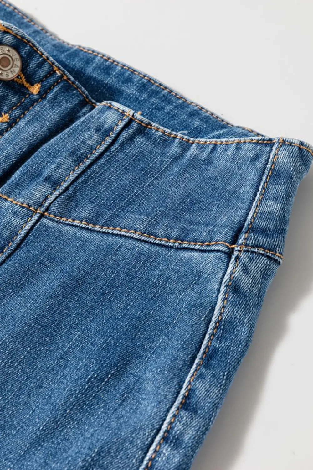 Sale Dear-Lover High Waist Button Fly Seamed Raw Hem Flare Jeans Sail Blue