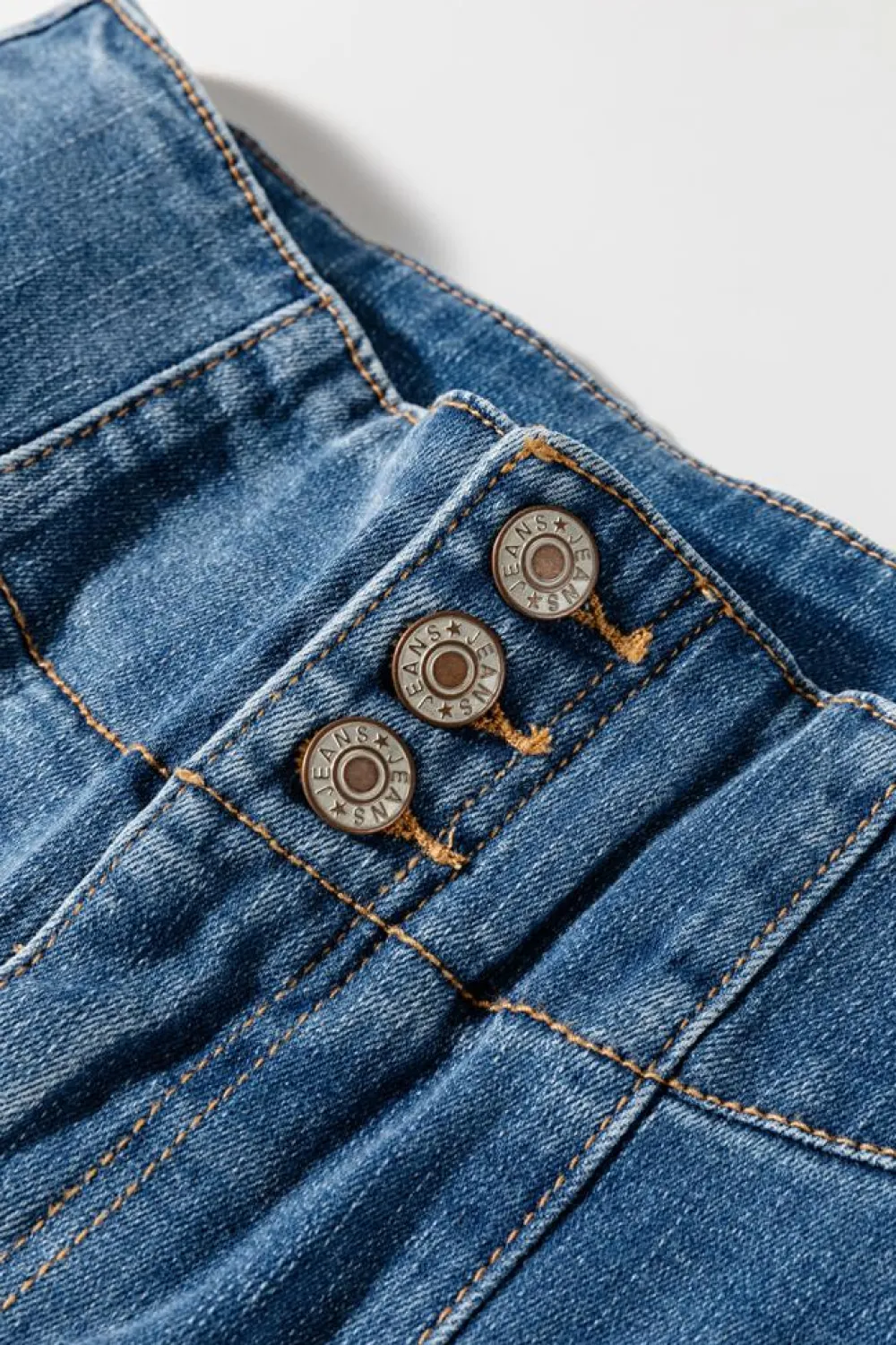 Sale Dear-Lover High Waist Button Fly Seamed Raw Hem Flare Jeans Sail Blue