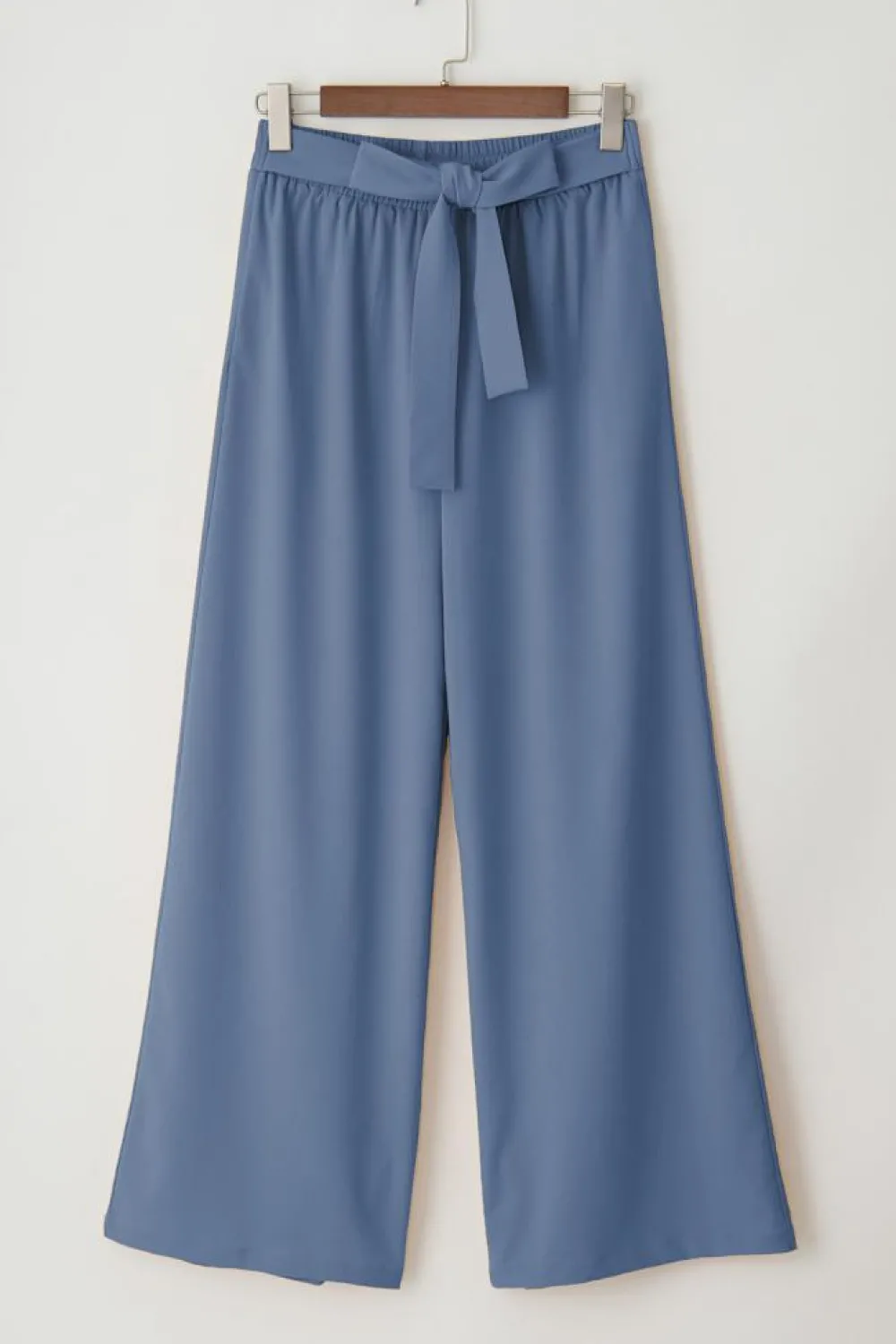 Outlet Dear-Lover High Waisted Tie Front Side Pocket Wide Leg Flowy Casual Pants Sail Blue