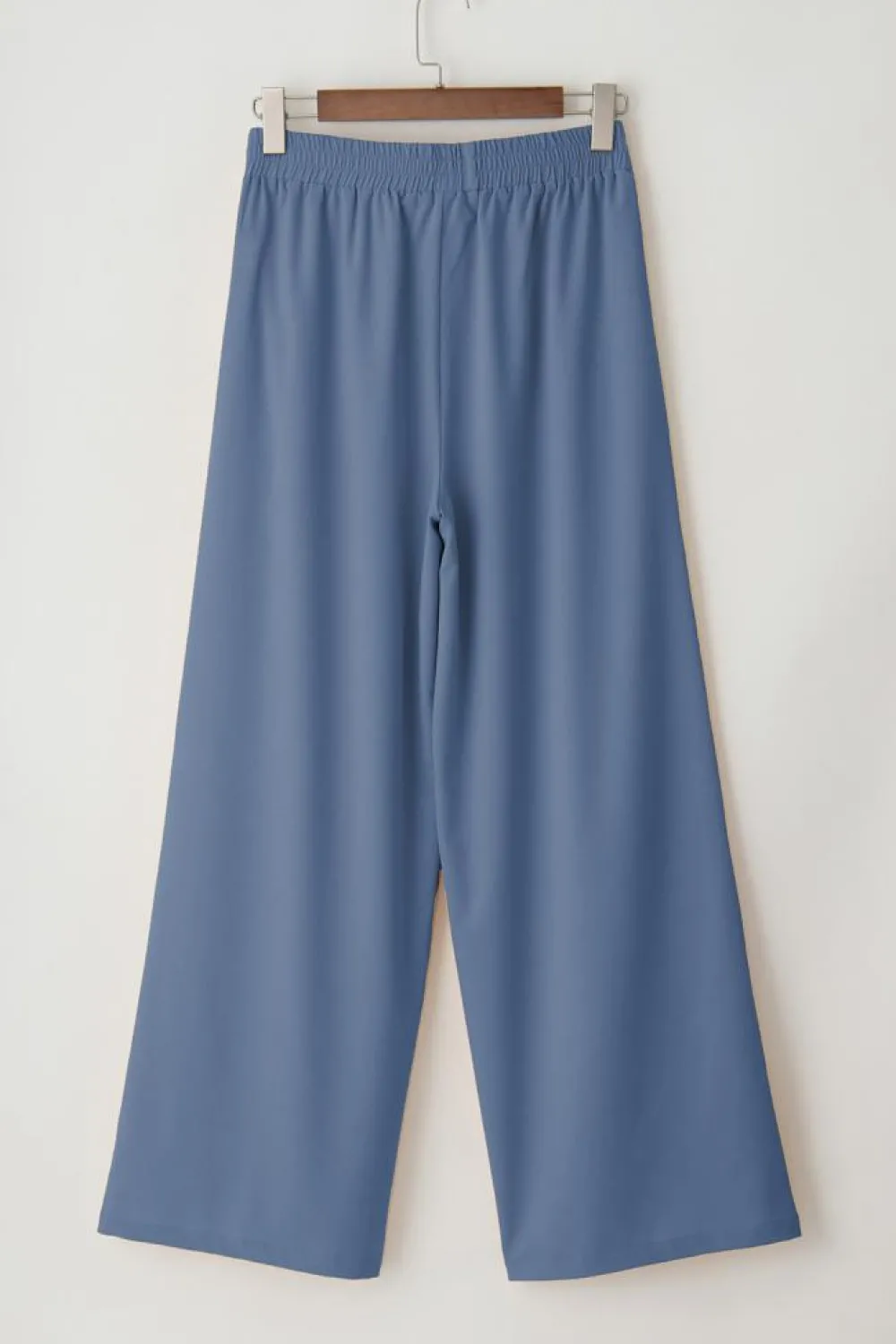 Outlet Dear-Lover High Waisted Tie Front Side Pocket Wide Leg Flowy Casual Pants Sail Blue