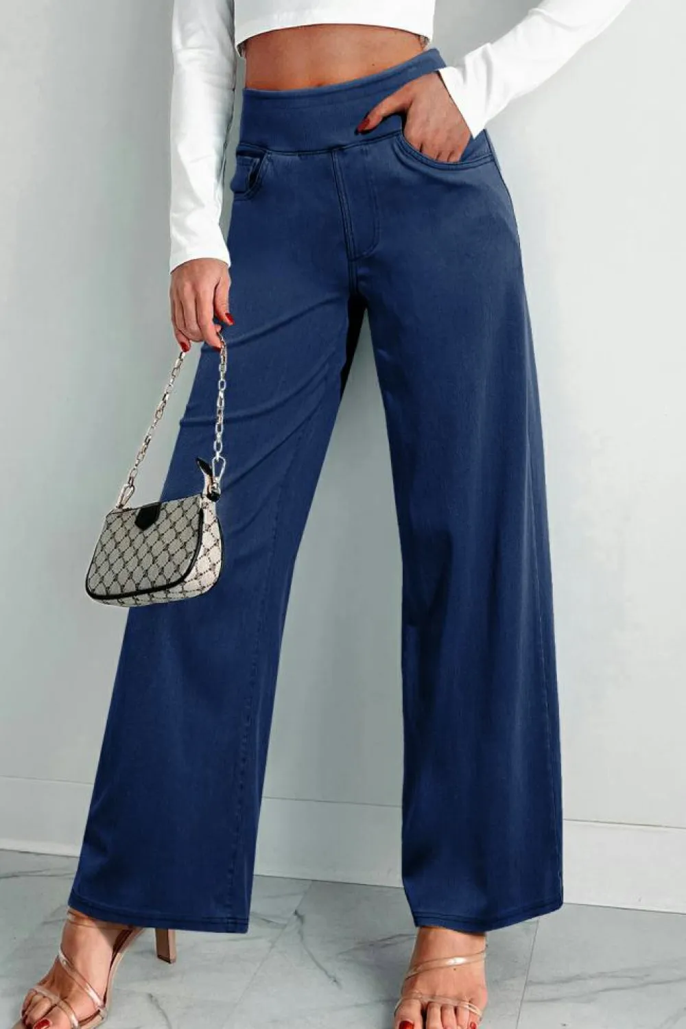 Fashion Dear-Lover Medium Wash Straight Leg Loose Casual Jeans Sail Blue
