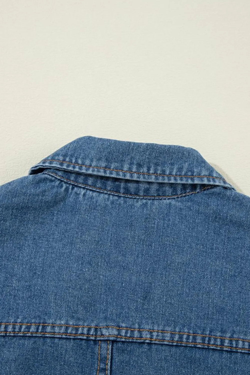 Fashion Dear-Lover Side Pockets Lapel Collar Denim Jacket Sail Blue