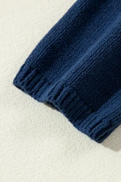 Discount Dear-Lover Star Pattern Drop Shoulder Knitted Sweater Sail Blue