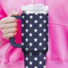 Best Dear-Lover Star Printed Thermos Cup with Handle 40oz Sail Blue