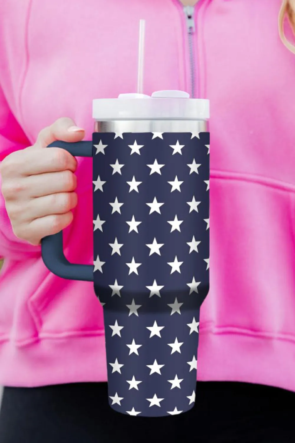Best Dear-Lover Star Printed Thermos Cup with Handle 40oz Sail Blue