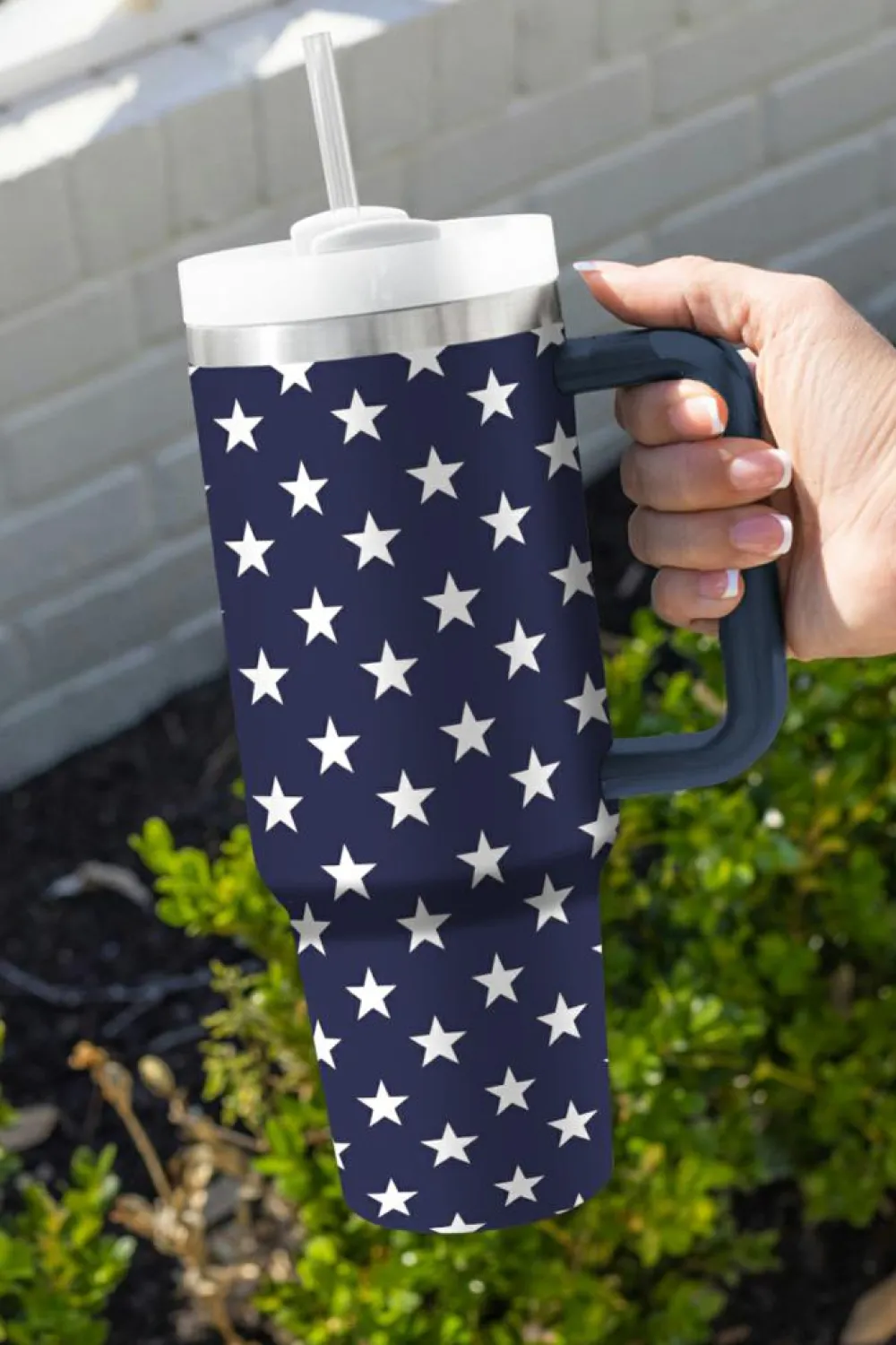 Best Dear-Lover Star Printed Thermos Cup with Handle 40oz Sail Blue