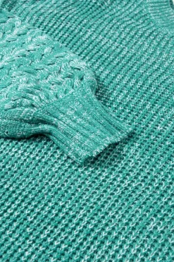 Outlet Dear-Lover Cable Knit Sleeve Drop Shoulder Sweater Sea Green