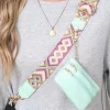 New Dear-Lover Geometric Printed Phone Strap And Detachable Zipped Pouch Sea Green