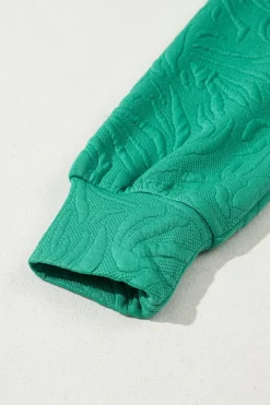 Discount Dear-Lover Jacquard Textured Quarter Zipper Shift Mini Dress Sea Green