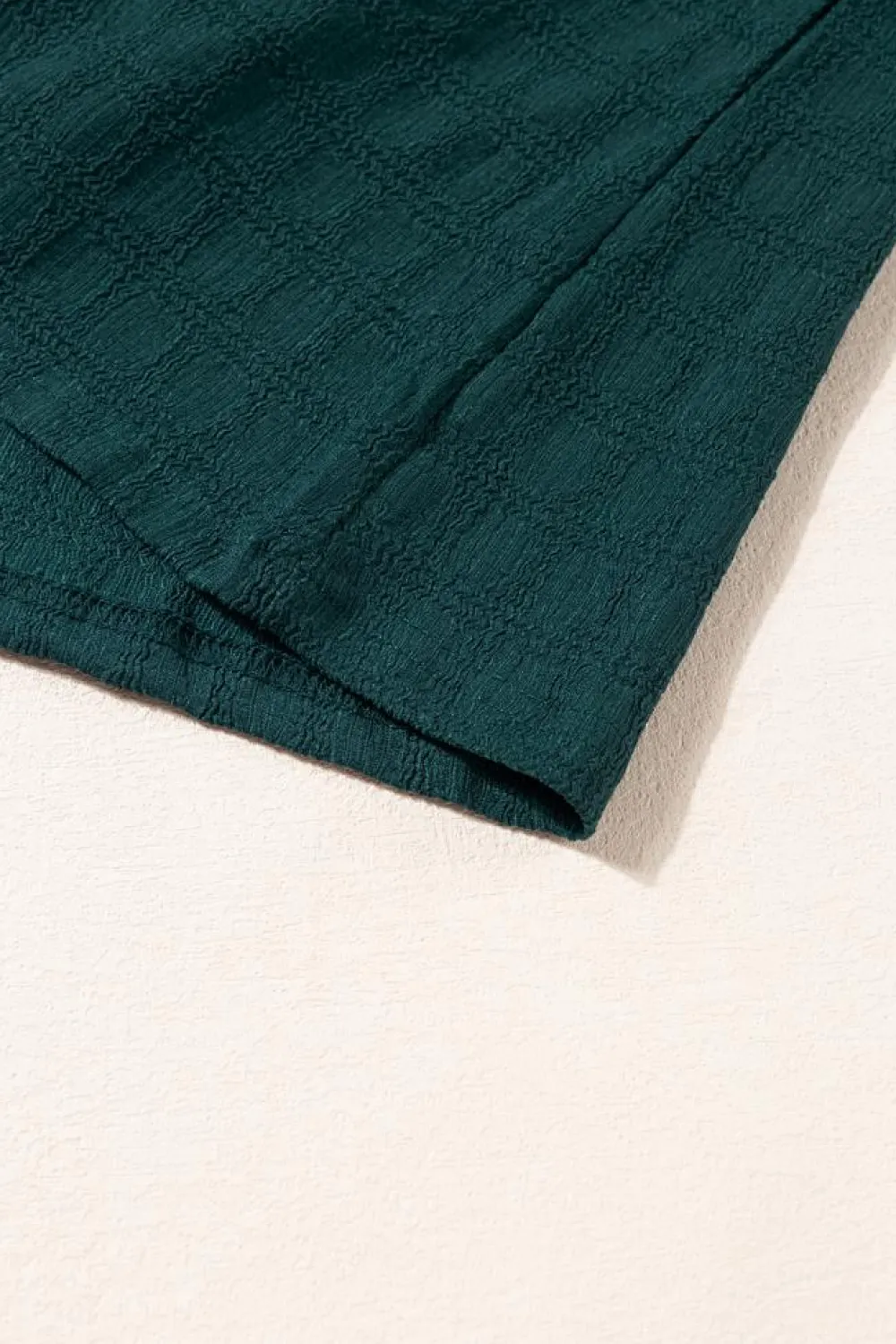 New Dear-Lover Lattice Textured Split Neck Tank Top Sea Green