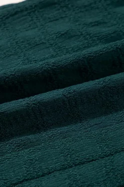 New Dear-Lover Lattice Textured Split Neck Tank Top Sea Green