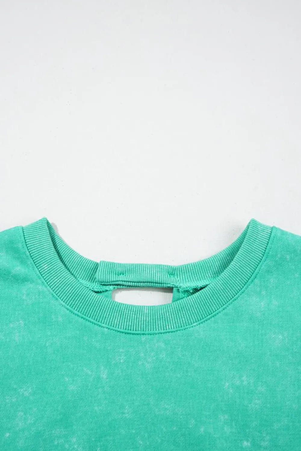 Online Dear-Lover Mineral Wash Drawstring Waist Hollow Out Back Short Sleeve Romper Sea Green