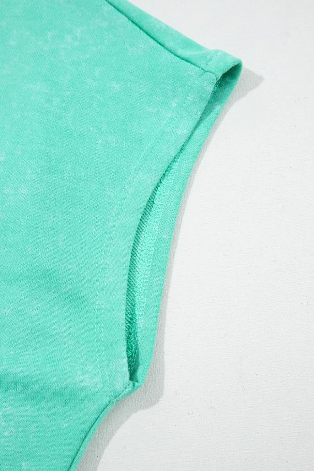 Online Dear-Lover Mineral Wash Drawstring Waist Hollow Out Back Short Sleeve Romper Sea Green