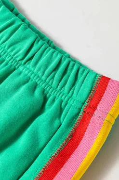 Sale Dear-Lover Rainbow Colorblock Collared Short Sleeve Top 2 Piece Shorts Set Sea Green