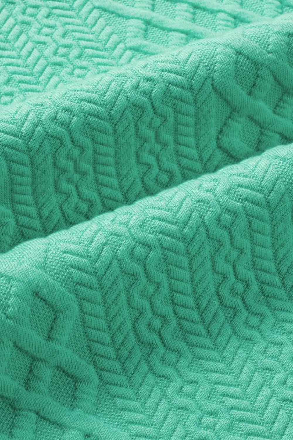 Fashion Dear-Lover Textured Puff Sleeve Ruffled V Neck Shift Mini Dress Sea Green
