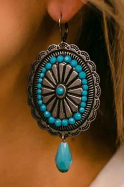 Fashion Dear-Lover Western Retro Turquoise Dangle Earrings Sea Green
