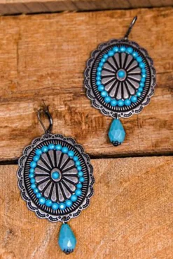 Fashion Dear-Lover Western Retro Turquoise Dangle Earrings Sea Green
