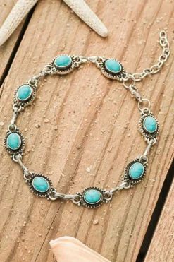 Discount Dear-Lover Bohemian Turquoise Casual Anklet Silver