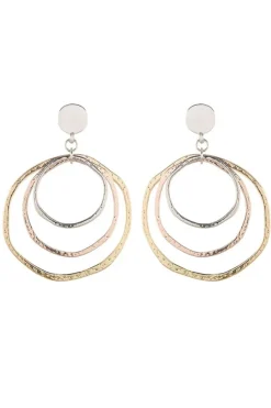 Fashion Dear-Lover 3-color Concentric Rings Dangle Earrings Silver