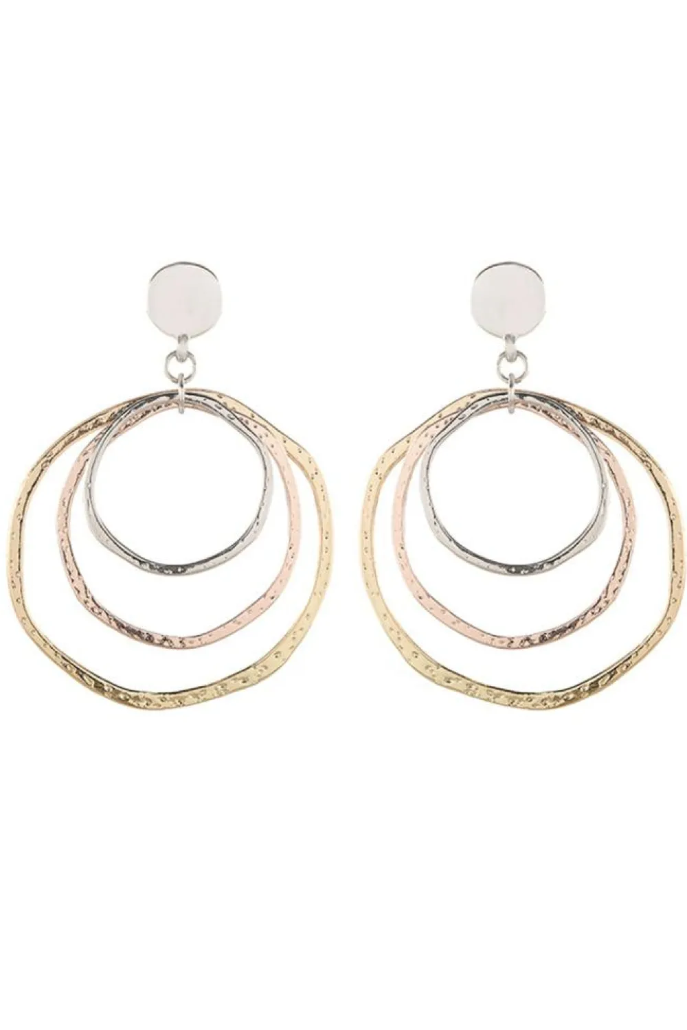 Fashion Dear-Lover 3-color Concentric Rings Dangle Earrings Silver