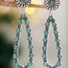 Discount Dear-Lover Flower Turquoise Western Fashion Earrings Silver