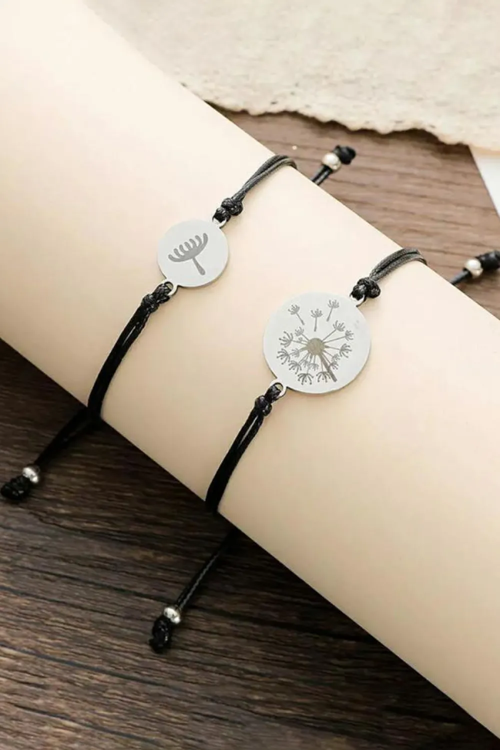 Best Dear-Lover 2Pcs Dandelion Alloy Bracelet Silver