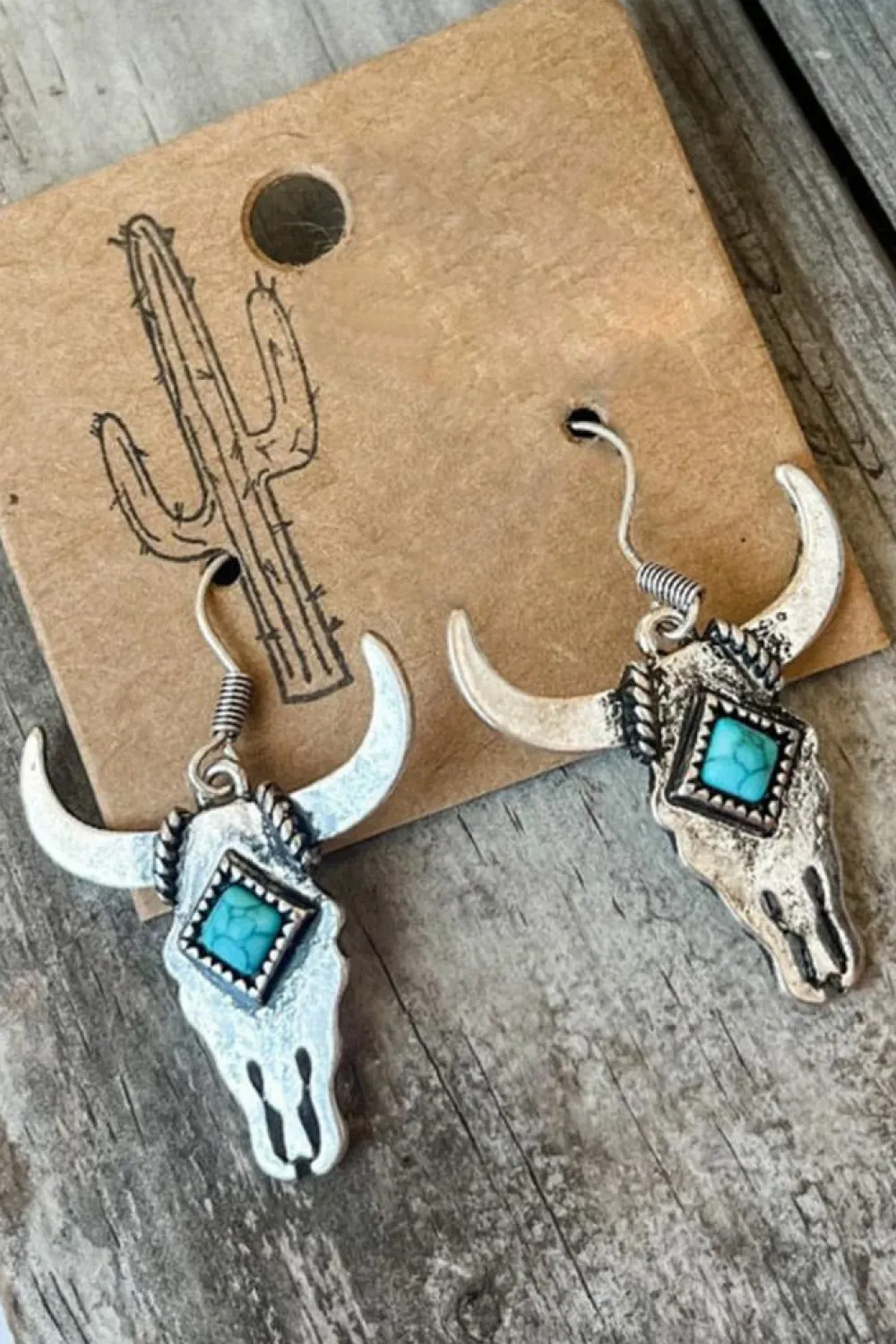 Online Dear-Lover Turquoise Bull Head Western Fashion Earrings Silver