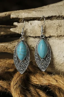 Outlet Dear-Lover Vintage Turquoise Boho Arabesque Earring Silver