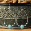 Discount Dear-Lover Western Turquoise Water Drop Hook Earrings Silver