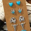 Clearance Dear-Lover 6 Pairs Western Turquoise Alloy Stud Earrings Silvery