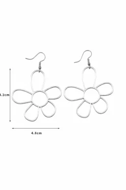 Online Dear-Lover Alloy Hollowed Flower Hook Earrings Silvery