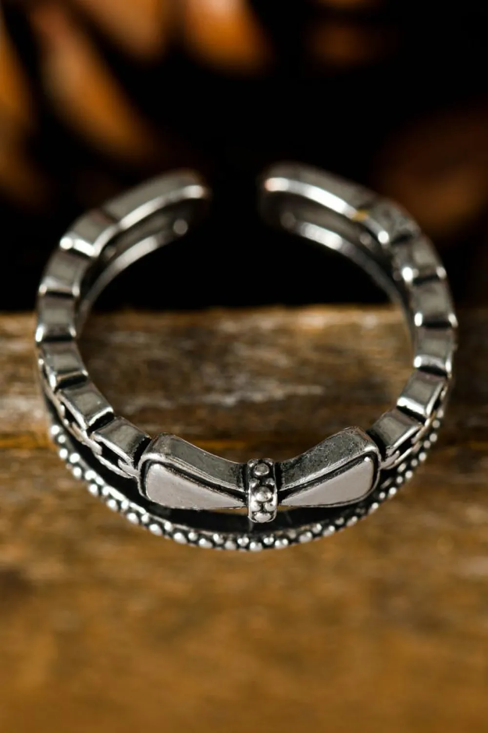 Online Dear-Lover Bownot Vintage Alloy Double Tier Ring Silvery
