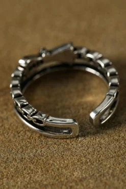 Online Dear-Lover Bownot Vintage Alloy Double Tier Ring Silvery