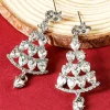 Hot Dear-Lover Diamond Christmas Tree Studded Dangle Earrings Silvery