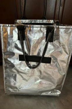 Clearance Dear-Lover Foldable Rolling Large Shopping Tote Bag Silvery