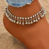 Clearance Dear-Lover Fringed Bell Rhinestone Chain Anklet Silvery