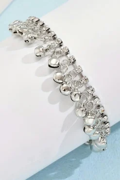 Clearance Dear-Lover Fringed Bell Rhinestone Chain Anklet Silvery