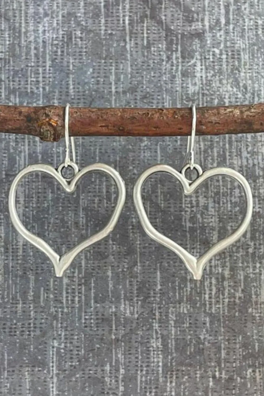 Online Dear-Lover Heart Shape Hook Drop Earrings Silvery