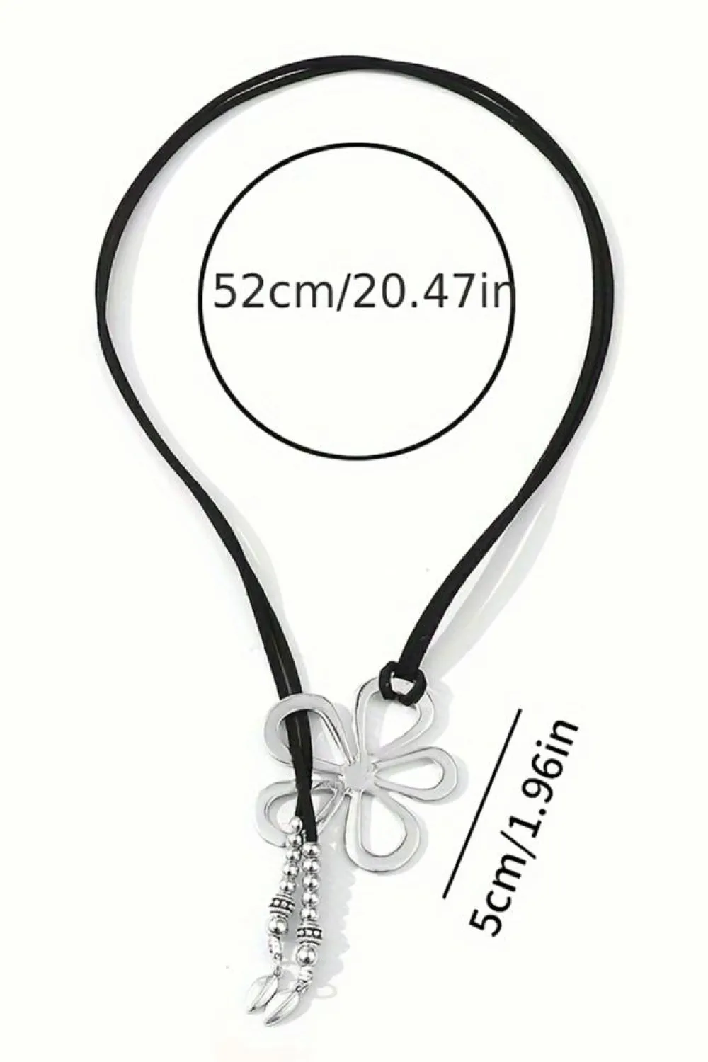 Clearance Dear-Lover Hollow Out Floral Leather Rope Y-shaped Necklace Silvery