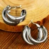 Fashion Dear-Lover Layered Hoop Studded Earrings Silvery
